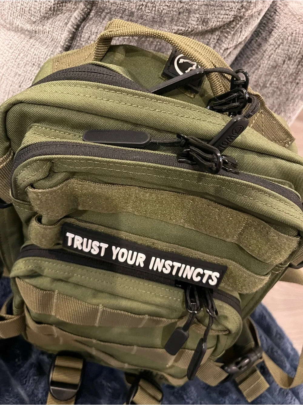 WOLF pak 9L Olive Green Tactical Chest Pack with 'Trust Your Instincts' Patch